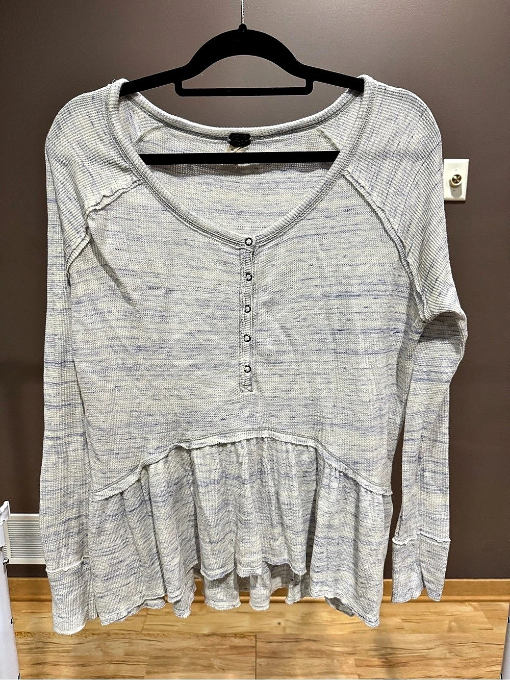 Free People We The Free Coastline Thermal Henley Peplum Top